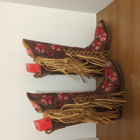 Free People X Mexicans Cross Train Embroidered Cowboy Boots size 7 - Picture 5 of 9